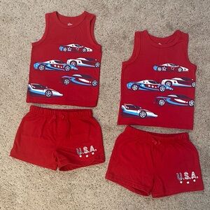 MATCHING Carter's 4th of July Race Car Print Tank and Shorts Set